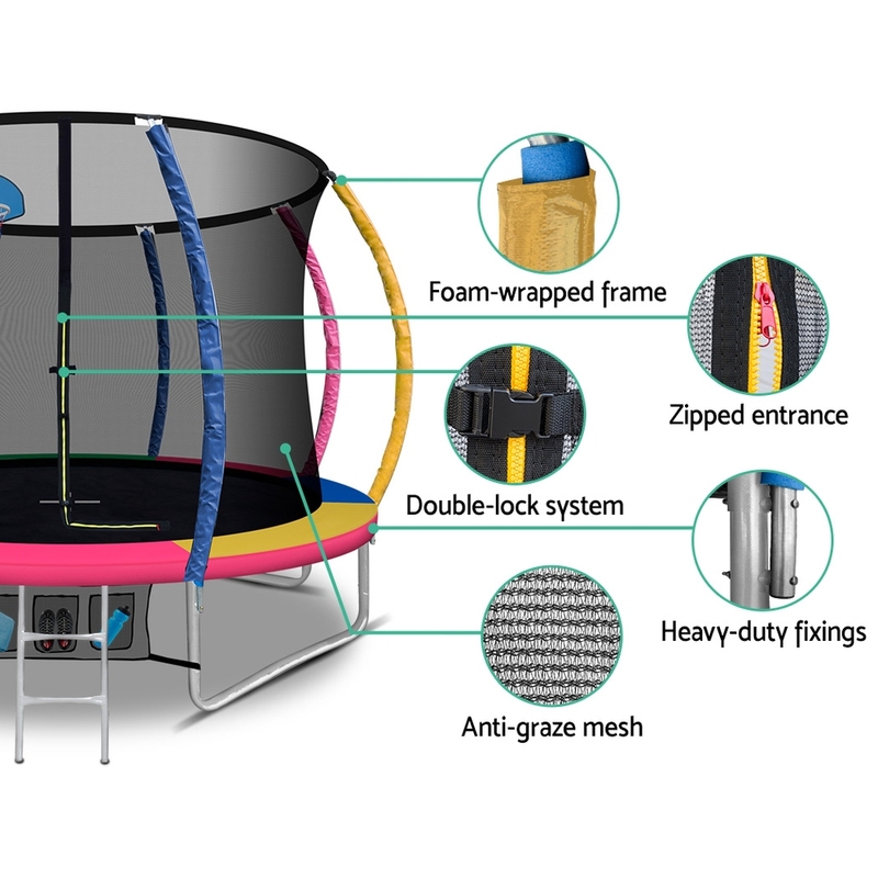 12ft Trampoline With Basketball Set Rainbow - Image 2
