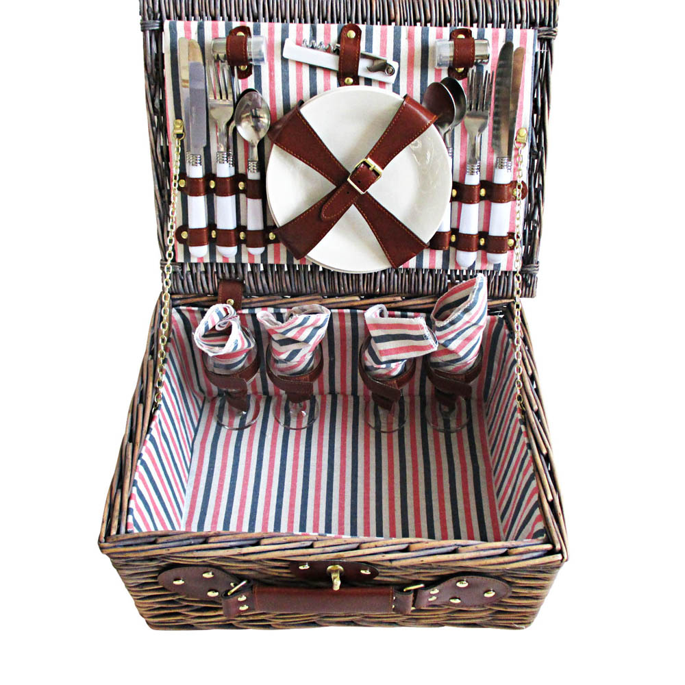 Picnic Basket 4 Person Wicker With Blanket - Image 6