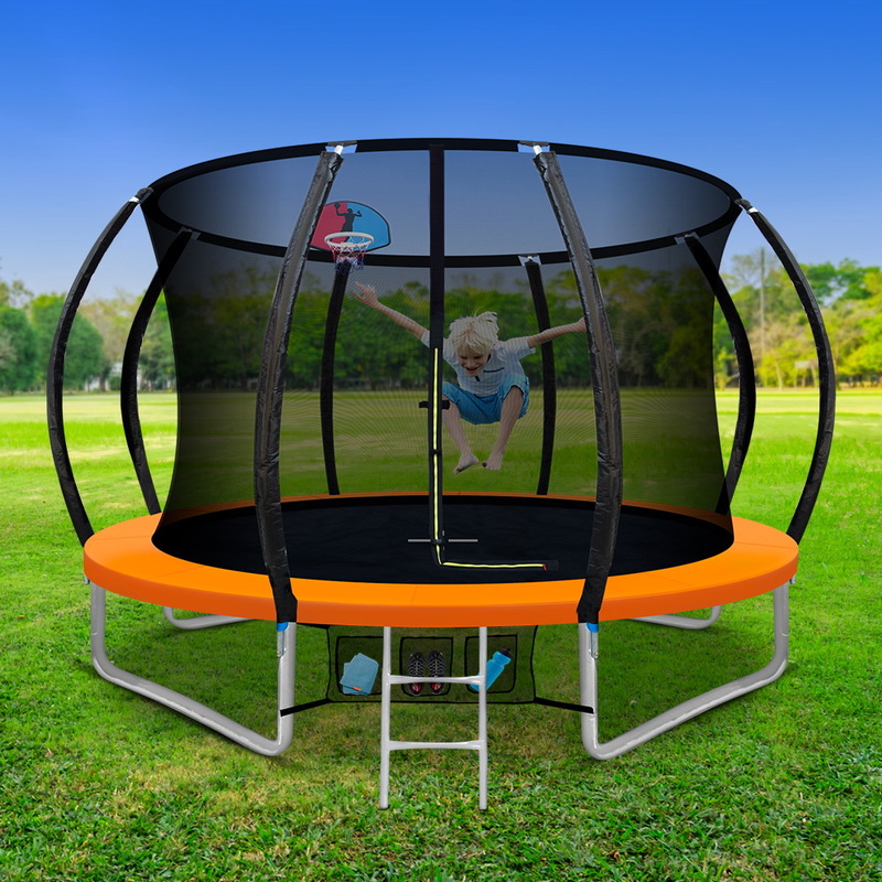 12ft Trampoline With Basketball Set Orange - Image 6